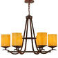 Meyda Lighting Octavia 36" 6-Light Rusty Nail Chandelier With Amber Quartz Idalight Shade