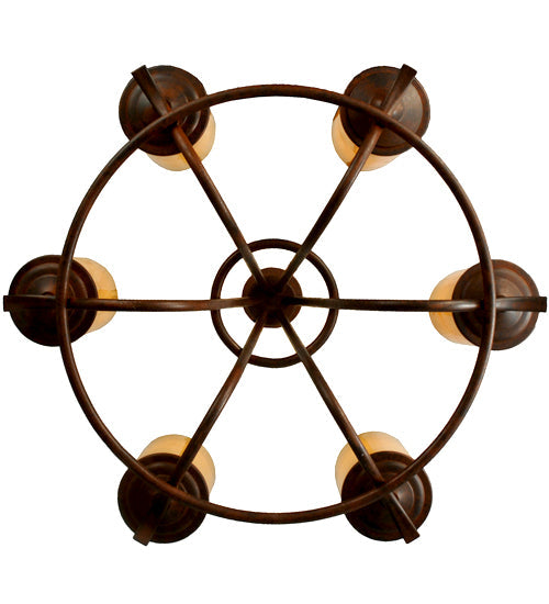 Meyda Lighting Octavia 36" 6-Light Rusty Nail Chandelier With Amber Quartz Idalight Shade