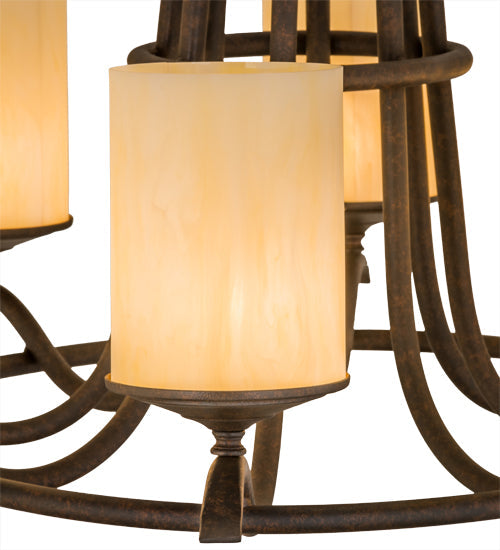 Meyda Lighting Octavia 36" 8-Light Cajun Spice Chandelier With Beige Botticino Idalight Shade Glass