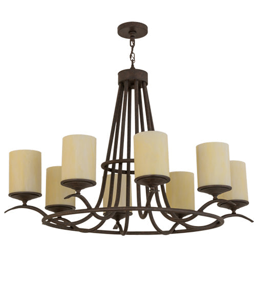 Meyda Lighting Octavia 36" 8-Light Cajun Spice Chandelier With Beige Botticino Idalight Shade Glass