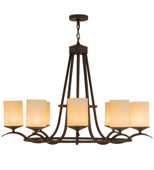 Meyda Lighting Octavia 36" 8-Light Cajun Spice Chandelier With Beige Botticino Idalight Shade Glass
