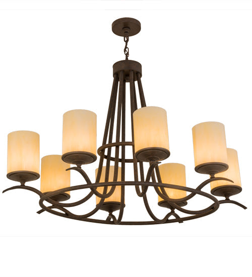 Meyda Lighting Octavia 36" 8-Light Cajun Spice Chandelier With Beige Botticino Idalight Shade Glass