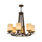 Meyda Lighting Octavia 36" 8-Light Cajun Spice Chandelier With Beige Botticino Idalight Shade Glass