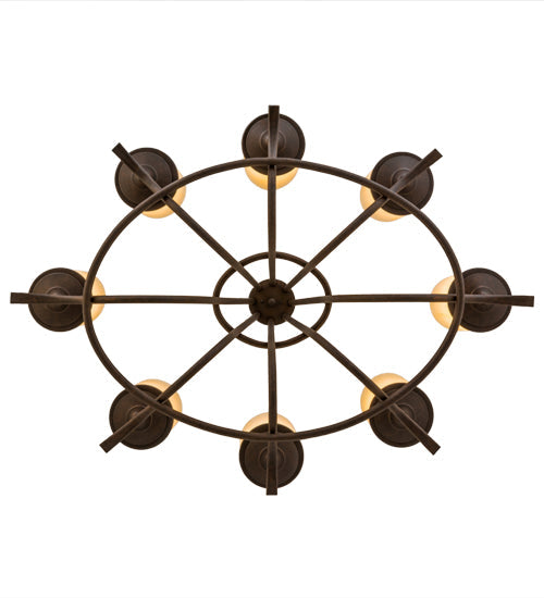 Meyda Lighting Octavia 36" 8-Light Cajun Spice Chandelier With Beige Botticino Idalight Shade Glass