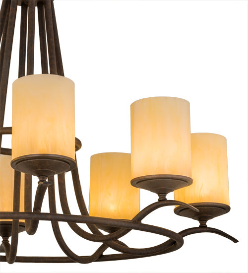 Meyda Lighting Octavia 36" 8-Light Cajun Spice Chandelier With Beige Botticino Idalight Shade Glass