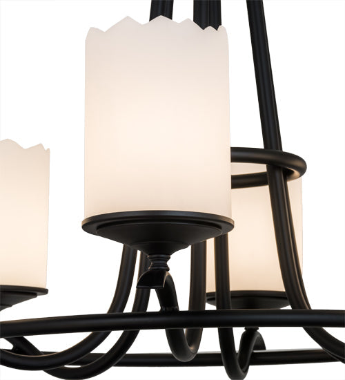 Meyda Lighting Octavia 37" 6-Light Blackwash Chandelier With White Statuario Idalight Shade Glass