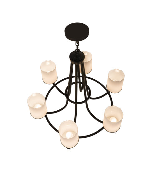 Meyda Lighting Octavia 37" 6-Light Blackwash Chandelier With White Statuario Idalight Shade Glass