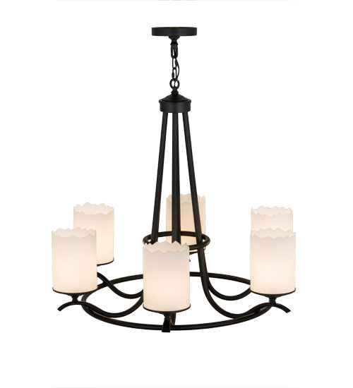Meyda Lighting Octavia 37" 6-Light Blackwash Chandelier With White Statuario Idalight Shade Glass
