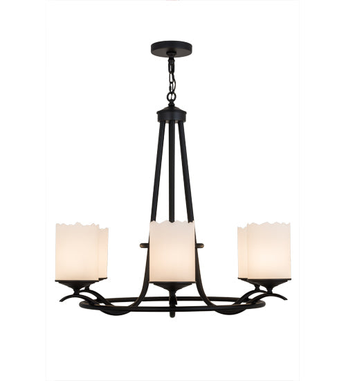 Meyda Lighting Octavia 37" 6-Light Blackwash Chandelier With White Statuario Idalight Shade Glass