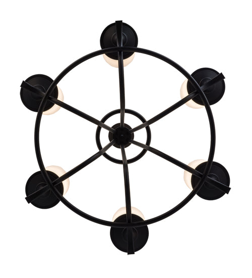 Meyda Lighting Octavia 37" 6-Light Blackwash Chandelier With White Statuario Idalight Shade Glass