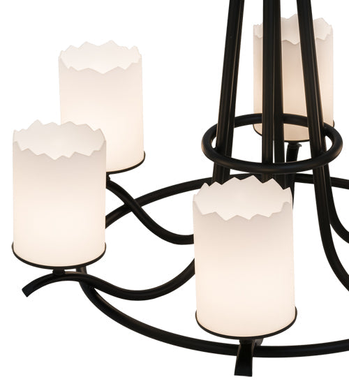 Meyda Lighting Octavia 37" 6-Light Blackwash Chandelier With White Statuario Idalight Shade Glass