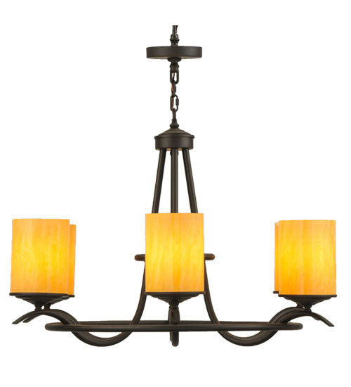 Meyda Lighting Octavia 39" 6-Light Oil Rubbed Bronze Chandelier With Tawnyrock Idalight Cylindres Shade Glass
