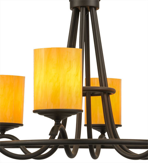 Meyda Lighting Octavia 39" 6-Light Oil Rubbed Bronze Chandelier With Tawnyrock Idalight Cylindres Shade Glass