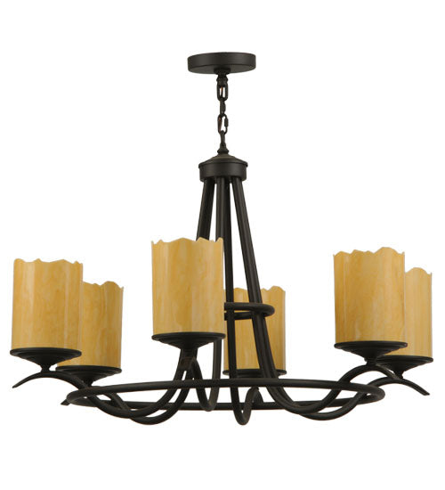 Meyda Lighting Octavia 39" 6-Light Oil Rubbed Bronze Chandelier With Tawnyrock Idalight Shade