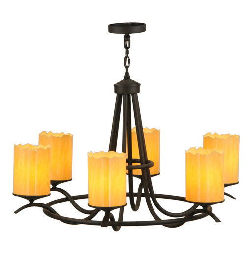 Meyda Lighting Octavia 39" 6-Light Oil Rubbed Bronze Chandelier With Tawnyrock Idalight Shade