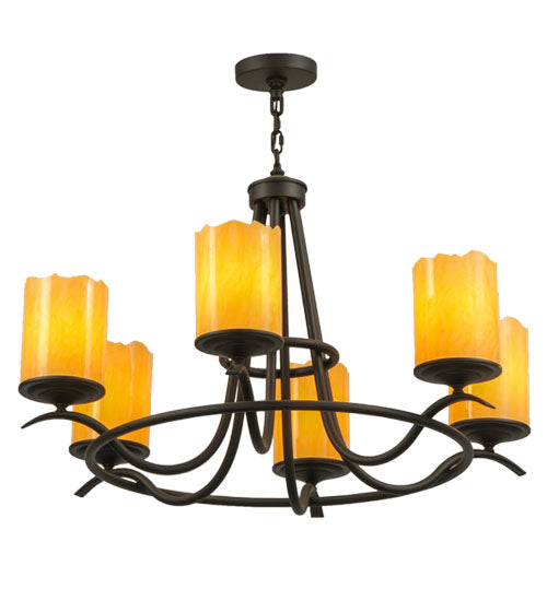 Meyda Lighting Octavia 39" 6-Light Oil Rubbed Bronze Chandelier With Tawnyrock Idalight Shade