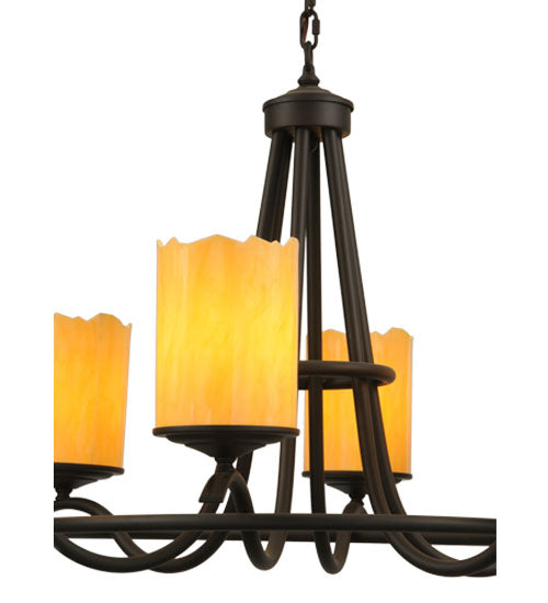 Meyda Lighting Octavia 39" 6-Light Oil Rubbed Bronze Chandelier With Tawnyrock Idalight Shade