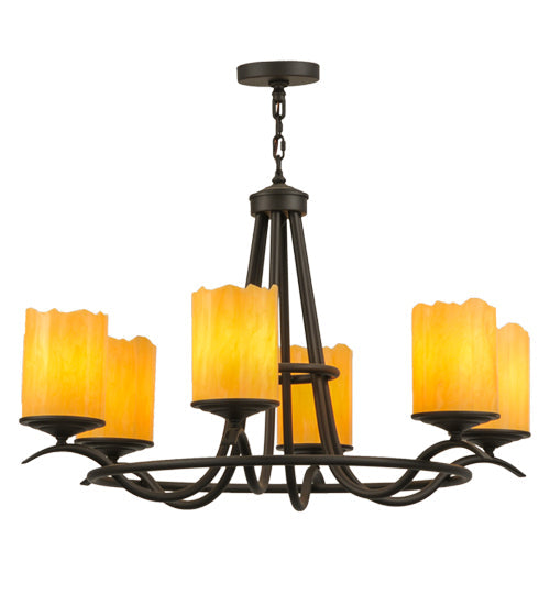 Meyda Lighting Octavia 39" 6-Light Oil Rubbed Bronze Chandelier With Tawnyrock Idalight Shade