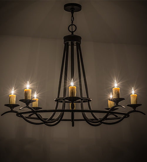 Meyda Lighting Octavia 48" 8-Light Chestnut Chandelier With Amber Faux Candlelight