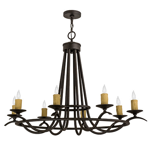 Meyda Lighting Octavia 48" 8-Light Chestnut Chandelier With Amber Faux Candlelight