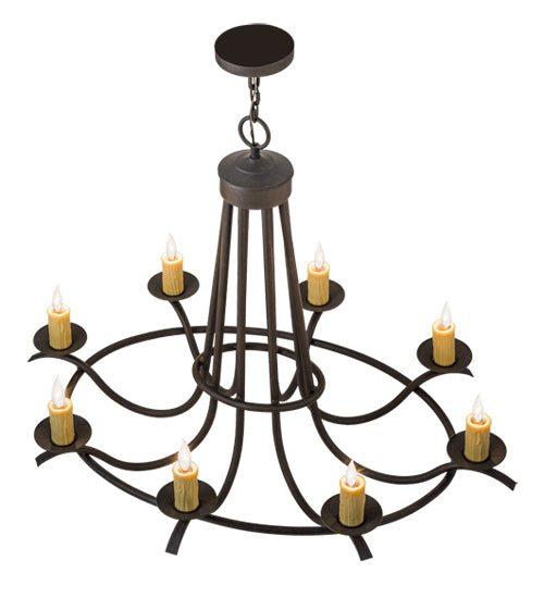 Meyda Lighting Octavia 48" 8-Light Chestnut Chandelier With Amber Faux Candlelight