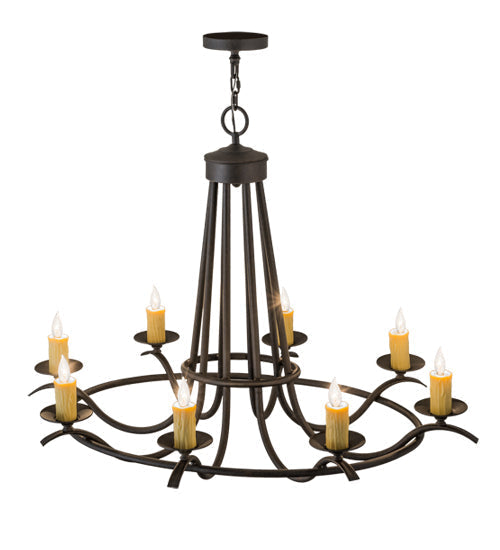 Meyda Lighting Octavia 48" 8-Light Chestnut Chandelier With Amber Faux Candlelight