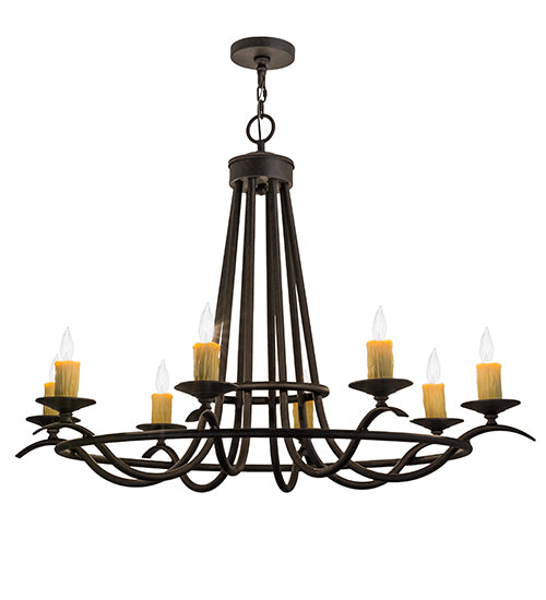 Meyda Lighting Octavia 48" 8-Light Chestnut Chandelier With Amber Faux Candlelight