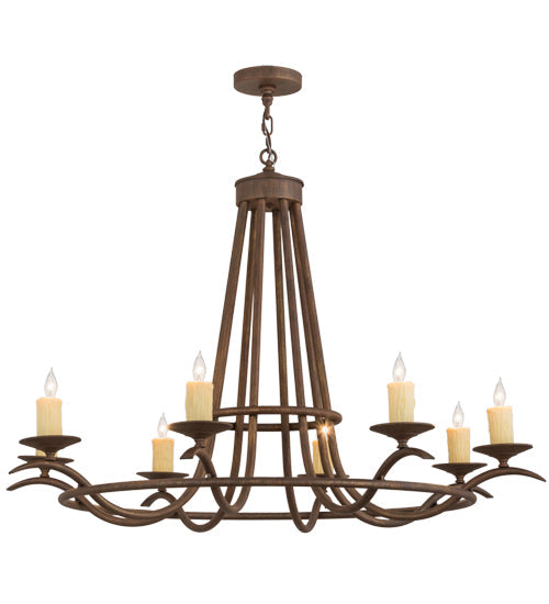 Meyda Lighting Octavia 48" 8-Light Cortez Gold Chandelier With Ivory Faux Candlelight