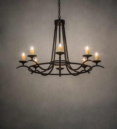 Meyda Lighting Octavia 48" 8-Light Oil Rubbed Bronze Chandelier With Ivory Faux Candlelight