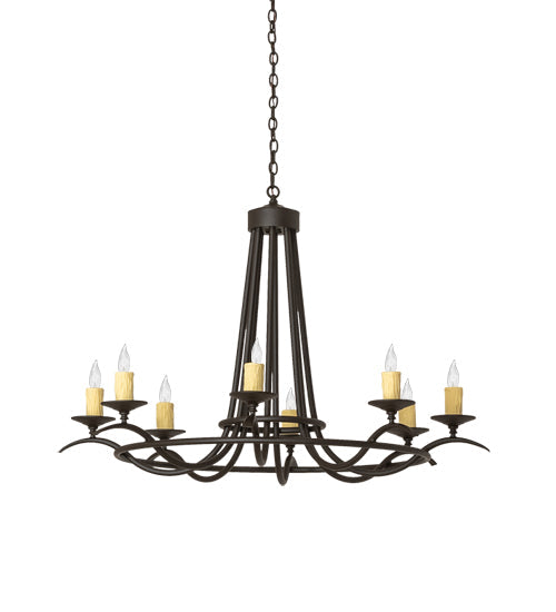 Meyda Lighting Octavia 48" 8-Light Oil Rubbed Bronze Chandelier With Ivory Faux Candlelight