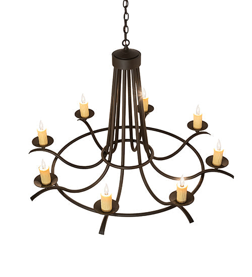 Meyda Lighting Octavia 48" 8-Light Oil Rubbed Bronze Chandelier With Ivory Faux Candlelight