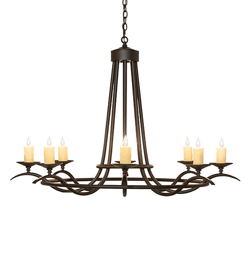 Meyda Lighting Octavia 48" 8-Light Oil Rubbed Bronze Chandelier With Ivory Faux Candlelight