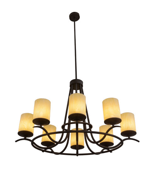 Meyda Lighting Octavia 48" 8-Light Oil Rubbed Bronze Chandelier With Sahara Taupe Idalight Cylindres Shade