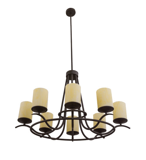 Meyda Lighting Octavia 48" 8-Light Oil Rubbed Bronze Chandelier With Sahara Taupe Idalight Cylindres Shade