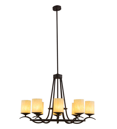 Meyda Lighting Octavia 48" 8-Light Oil Rubbed Bronze Chandelier With Sahara Taupe Idalight Cylindres Shade