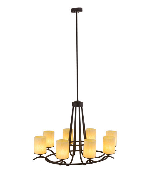 Meyda Lighting Octavia 48" 8-Light Oil Rubbed Bronze Chandelier With Sahara Taupe Idalight Cylindres Shade