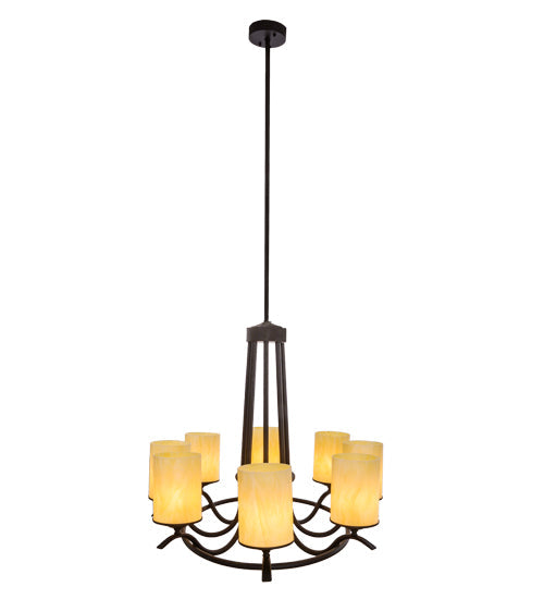 Meyda Lighting Octavia 48" 8-Light Oil Rubbed Bronze Chandelier With Sahara Taupe Idalight Cylindres Shade