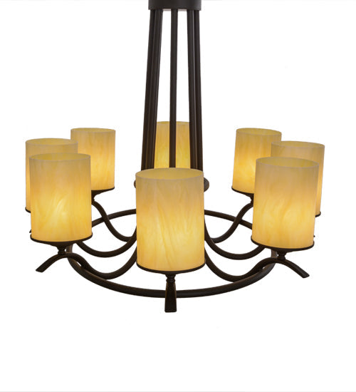 Meyda Lighting Octavia 48" 8-Light Oil Rubbed Bronze Chandelier With Sahara Taupe Idalight Cylindres Shade