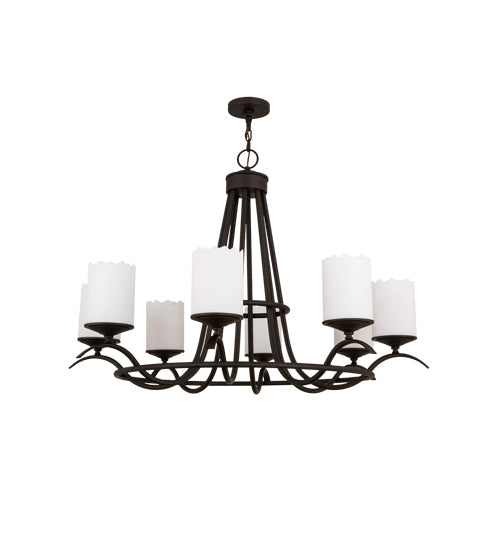 Meyda Lighting Octavia 48" 8-Light Oil Rubbed Bronze Chandelier With White Statuario Idalight Shade