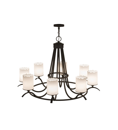 Meyda Lighting Octavia 48" 8-Light Oil Rubbed Bronze Chandelier With White Statuario Idalight Shade