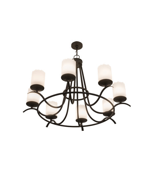 Meyda Lighting Octavia 48" 8-Light Oil Rubbed Bronze Chandelier With White Statuario Idalight Shade
