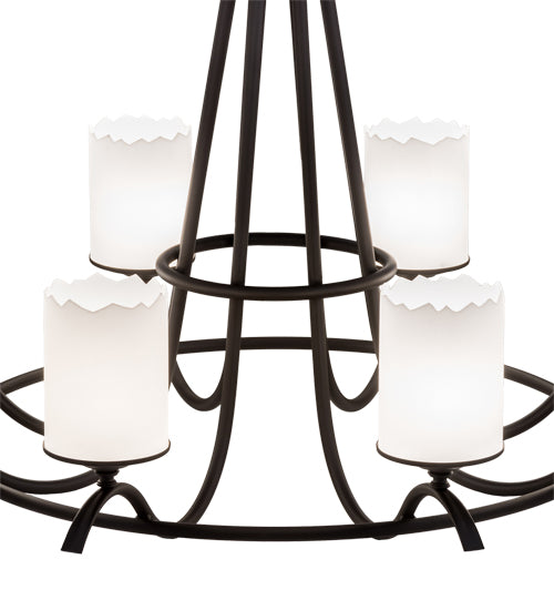 Meyda Lighting Octavia 48" 8-Light Oil Rubbed Bronze Chandelier With White Statuario Idalight Shade