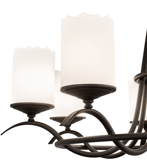 Meyda Lighting Octavia 48" 8-Light Oil Rubbed Bronze Chandelier With White Statuario Idalight Shade