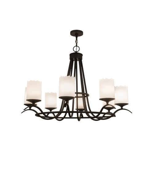 Meyda Lighting Octavia 48" 8-Light Oil Rubbed Bronze Chandelier With White Statuario Idalight Shade