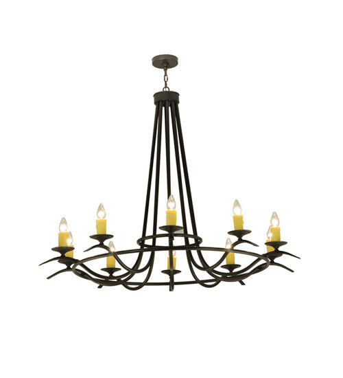Meyda Lighting Octavia 58" 10-Light Timeless Bronze Chandelier With Amber Faux Candlelight