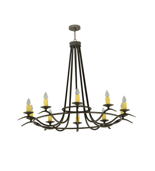 Meyda Lighting Octavia 58" 10-Light Timeless Bronze Chandelier With Amber Faux Candlelight