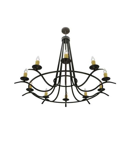 Meyda Lighting Octavia 58" 10-Light Timeless Bronze Chandelier With Amber Faux Candlelight
