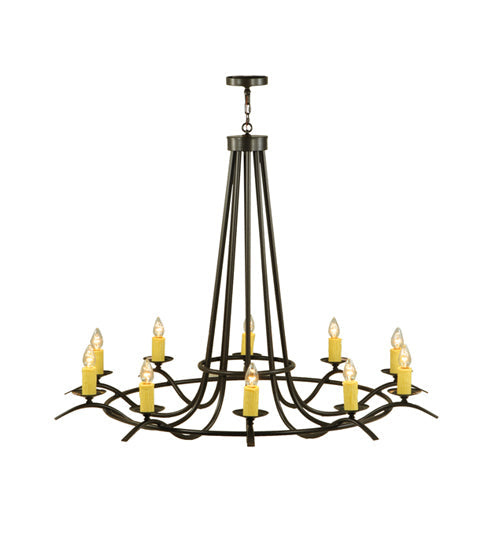 Meyda Lighting Octavia 58" 10-Light Timeless Bronze Chandelier With Amber Faux Candlelight