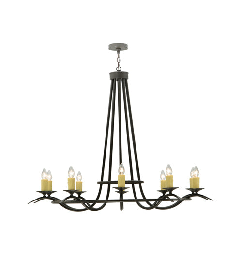 Meyda Lighting Octavia 58" 10-Light Timeless Bronze Chandelier With Amber Faux Candlelight