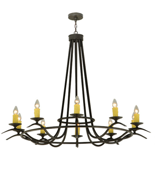 Meyda Lighting Octavia 58" 10-Light Timeless Bronze Chandelier With Amber Faux Candlelight